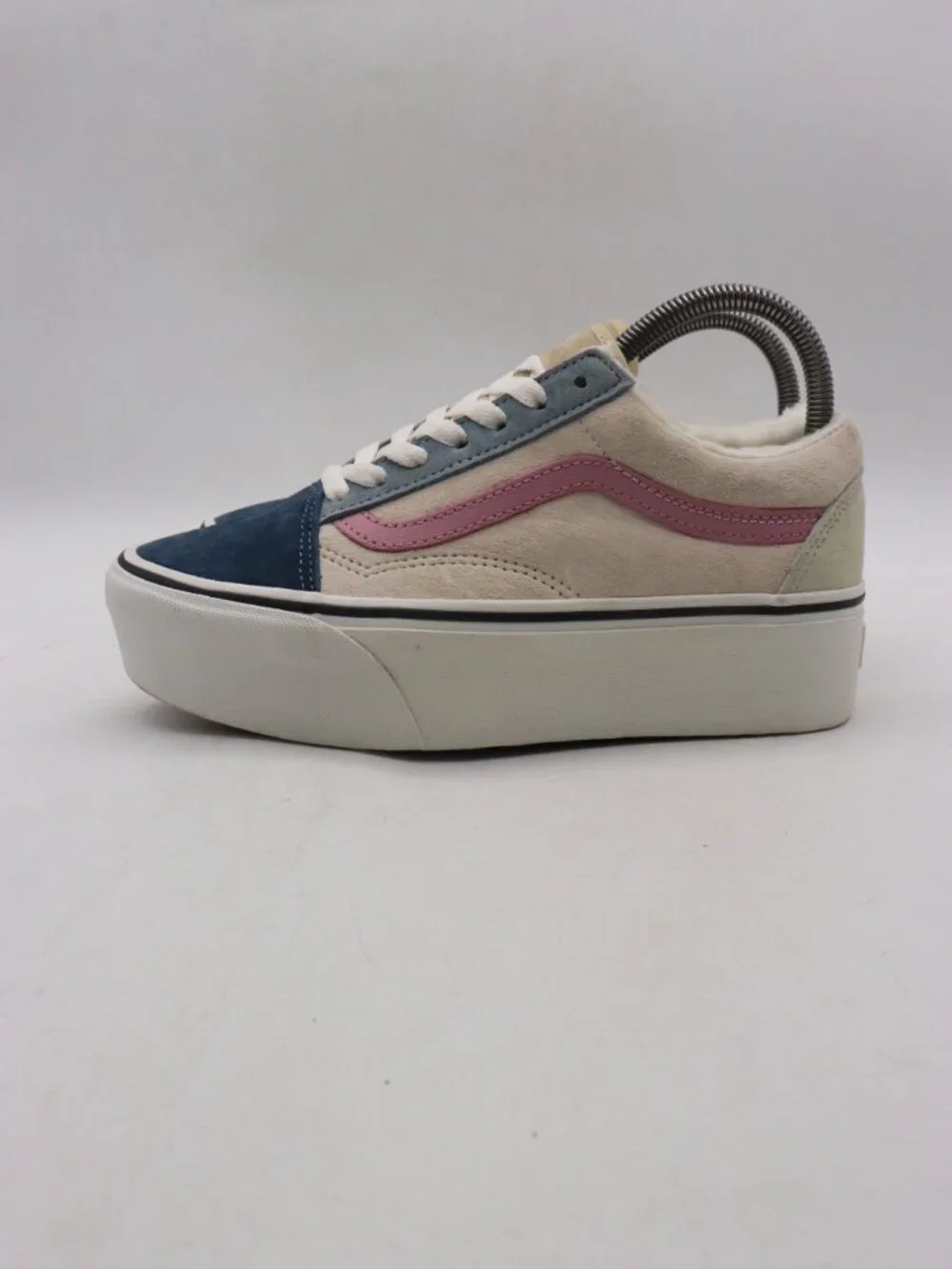 VANS Old Skool Stackform Suede Women's Size 7 Sneakers Blue Tan Lace Up